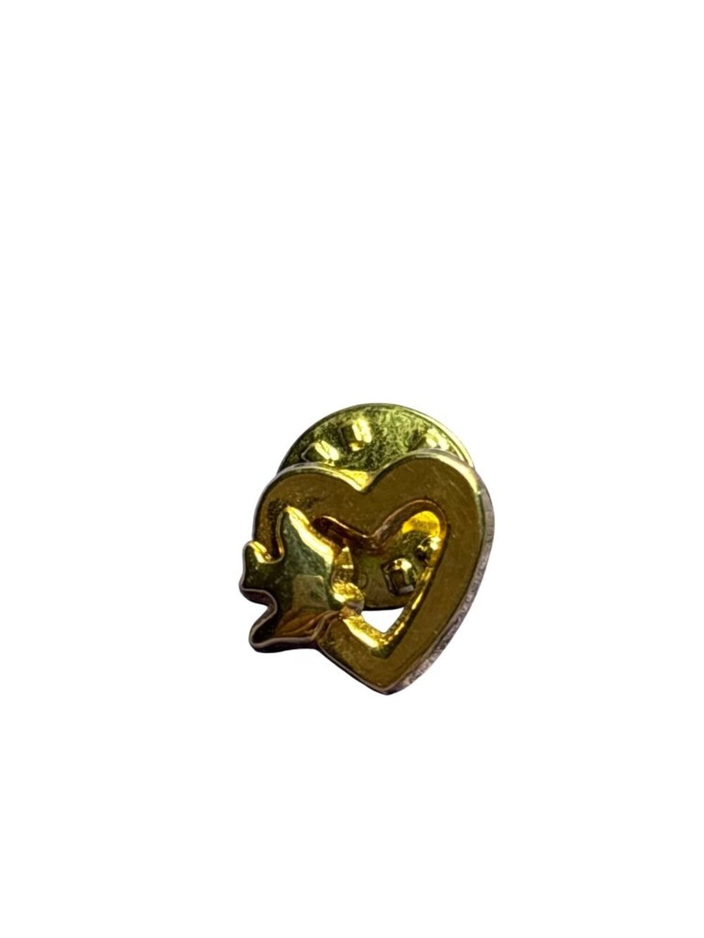 Vintage Goldtone Lapel Tack Pin Dove Heart 5/8 inch